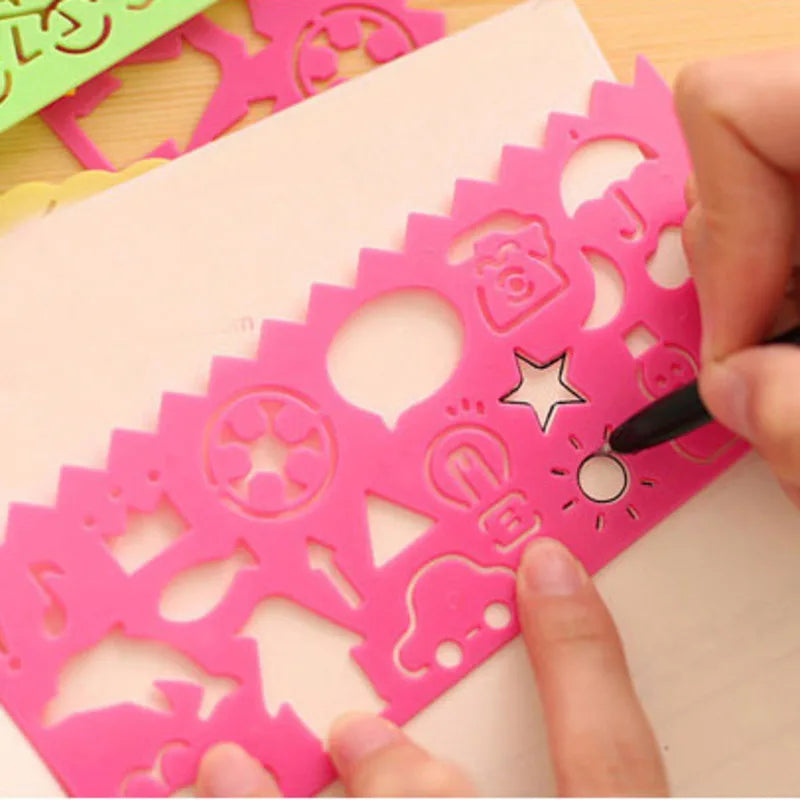 4PCS Kids Drawing Toys Painting Template Board Plastic Ruler Art Craft