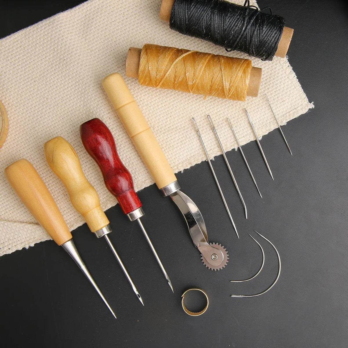 Leather Craft Sewing Kit Waxed Thread Hand Quilting Needles Sewing