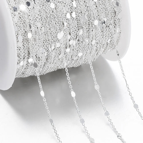 No Fade 2Meters Sequins Chain Necklace Gold Silver Chain Metal Copper