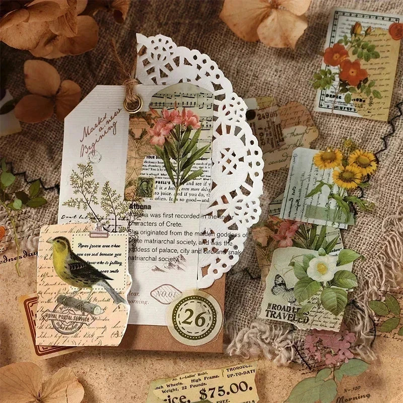 JIANQI 20 pcs PET Die cut Stickers book Plant Flower Label Decorative
