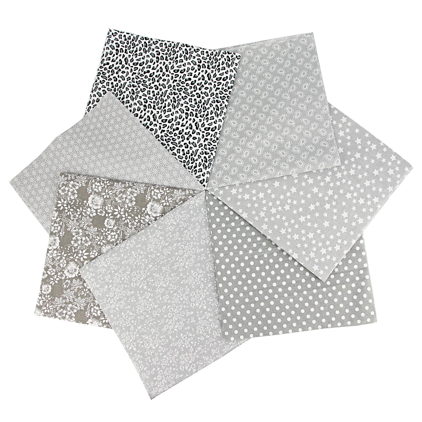7PCS 25 x 25CM Squares Cotton Craft Fabric Cloths for DIY Bundle