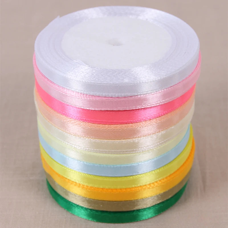 25yards/roll 6mm Satin Ribbon DIY Handmade Crafts Fabric Christmas