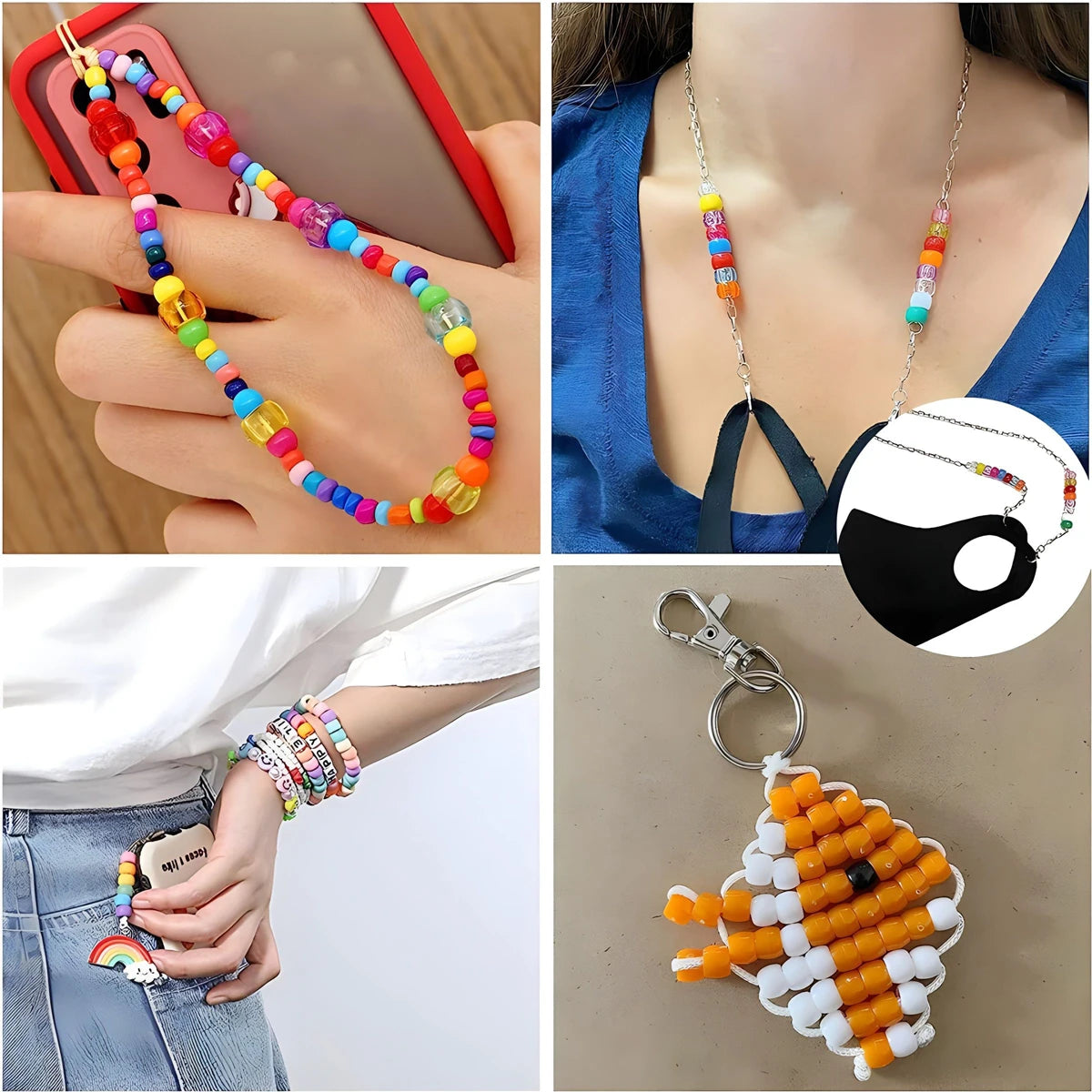 500pcs Pony Candy Colorful Plastic Beads For Jewelry Making DIY Hair