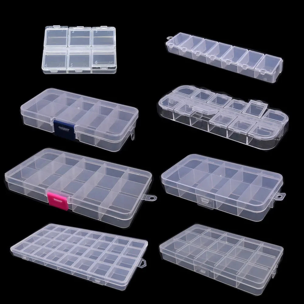 6-32 Compartments Plastic Storage Box Organizer Jewelry Container with
