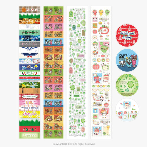 Vintage PET Sticker Tapes Four-leaf Clover Deco Stickers for