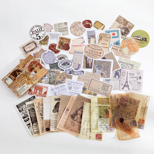 Yoofun 60pcs/pack Multi-Material Sticker Pack Vintage Mushroom Plants