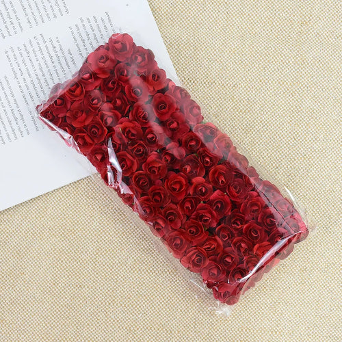 144pcs 2cm Artificial Mini Paper Rose Bouquet for Wedding Party