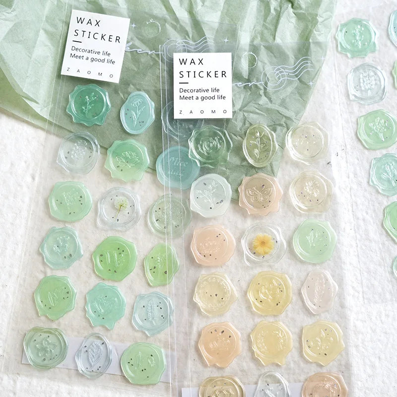 18pcs, Vintage Wax Seal Stamp Stickers, DIY Scrapbooking Journal