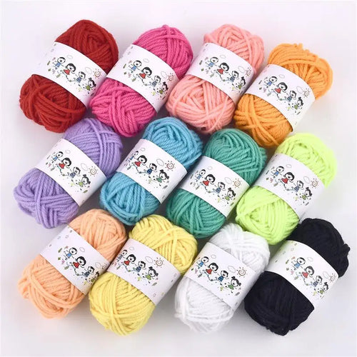 12 Color Set Acrylic Fibers Knitting Wool Yarn Needlework Dyed Lanas
