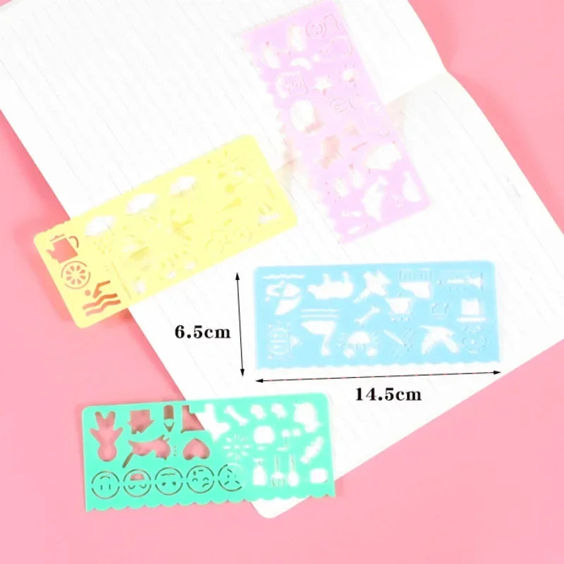 4PCS Kids Drawing Toys Painting Template Board Plastic Ruler Art Craft