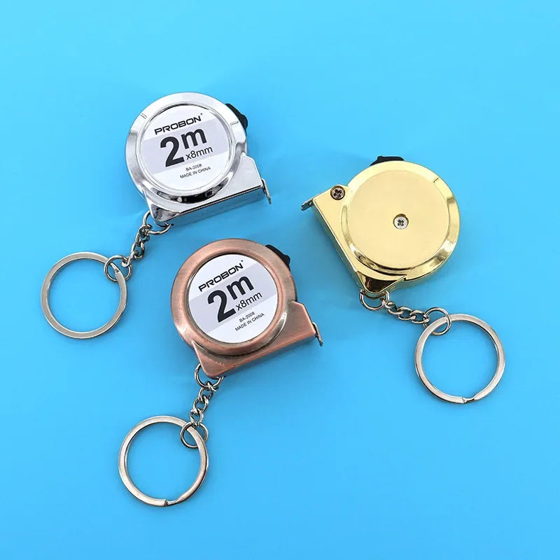 Portable Mini Tape Measure Retractable 2m Mild Steel Keychain Design