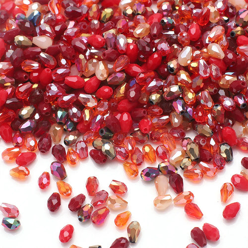 100Pcs/Lot 4x6mm AB Mixed Color Tear Drop Faceted Crystal Glass Beads