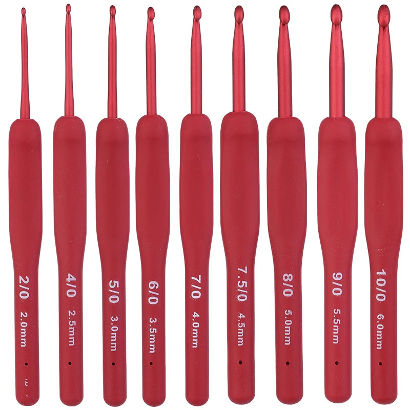 Fenrry 9PCS Red Crochet Hook Ergonomic Handle for Arthritic Hands