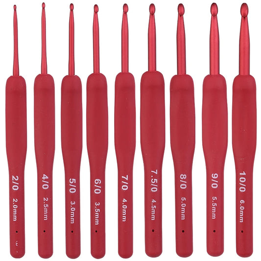 Fenrry 9PCS Red Crochet Hook Ergonomic Handle for Arthritic Hands