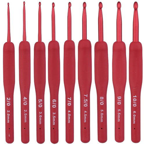 Fenrry 9PCS Red Crochet Hook Ergonomic Handle for Arthritic Hands