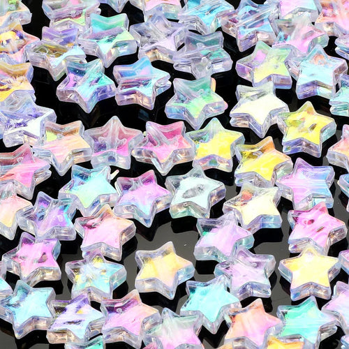50pcs Transparent AB Color Five-pointed Star Acrylic Beads Loose