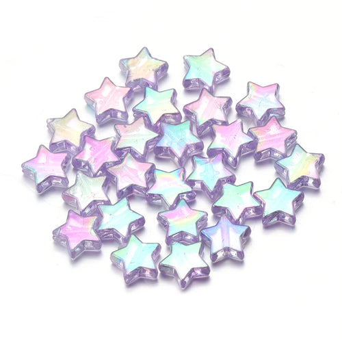 100Pcs/Lot AB Color Acrylic Star Beads Loose Spacer Charms Bead for