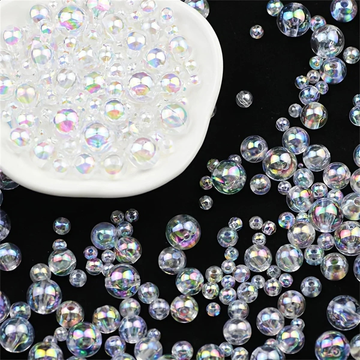 6mm/8mm/10mm ABS Imitation Pearl Beads - Transparent White DIY Jewelry
