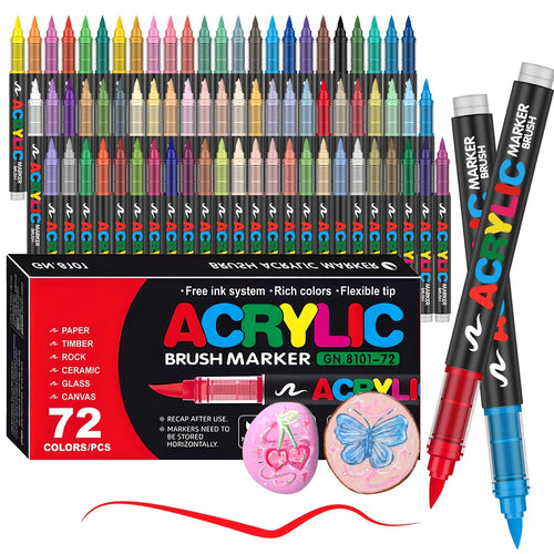 12-120 Colors Acrylic Paint Pens Markers Brush Tip Paint Markers for