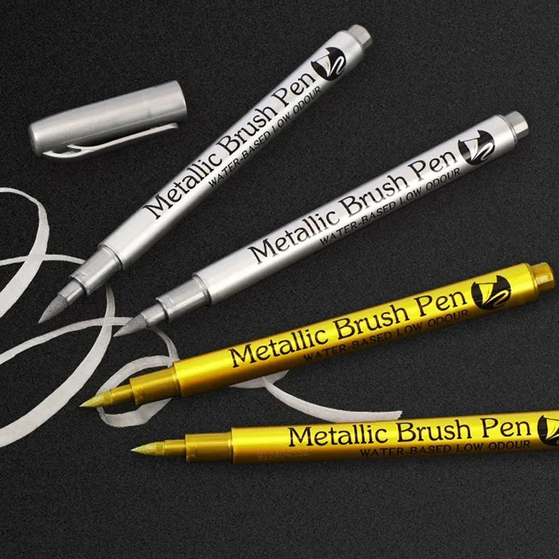 4/6pcs Waterproof Permanent Metallic Brush Paint Marker Pens DIY Resin
