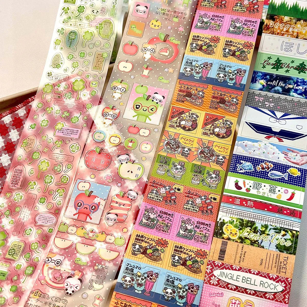 Vintage PET Sticker Tapes Four-leaf Clover Deco Stickers for