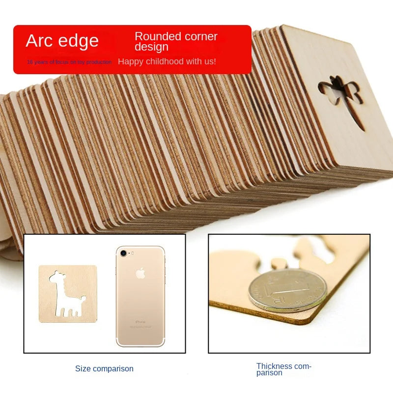 20pcs Montessori Kids Drawing Toys Wooden DIY Painting Template
