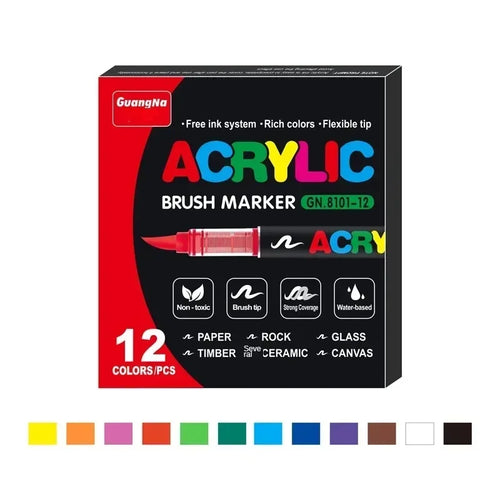12-120 Colors Acrylic Paint Pens Markers Brush Tip Paint Markers for
