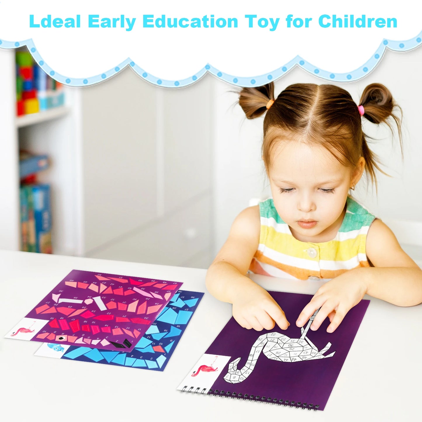 1PCS Sticker Book Crafts for Kids Ages 4-8, Sticker by Number for