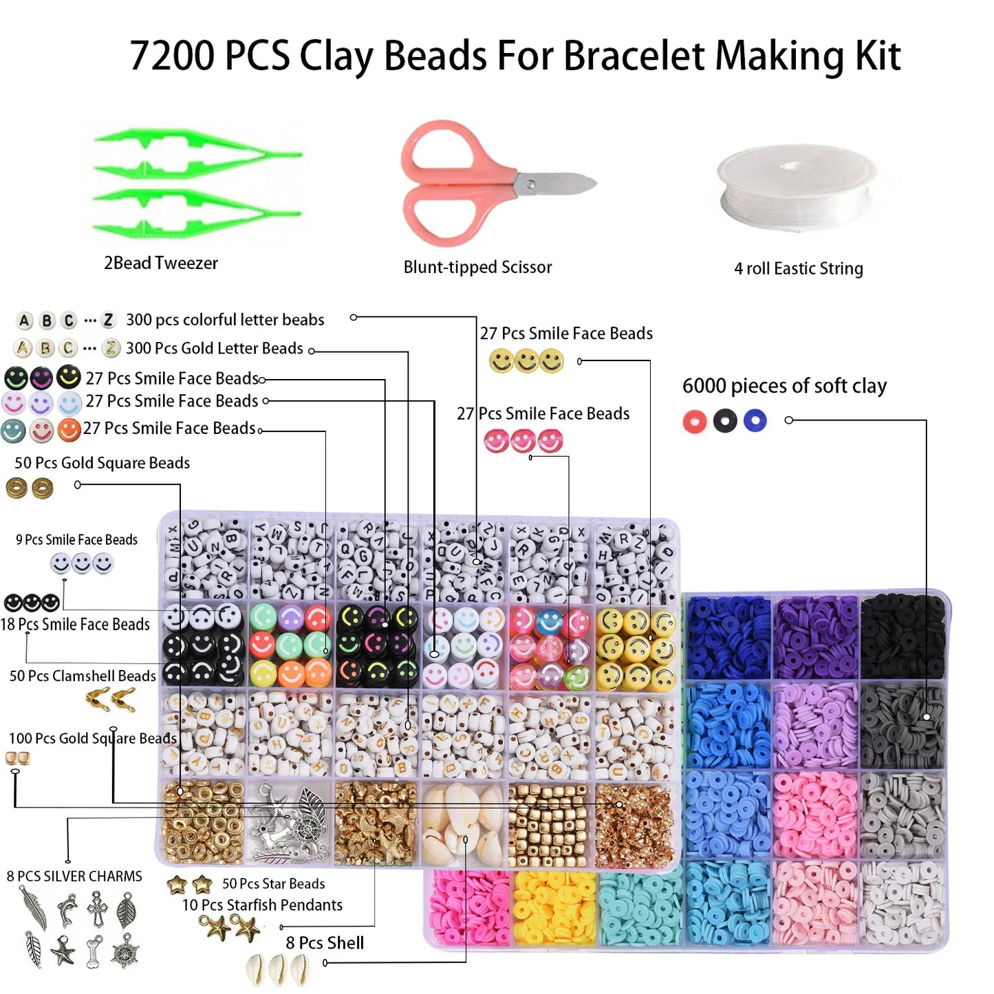Polymer Clay Beads Set 6MM Rainbow Color Flat Chip Beads For Boho