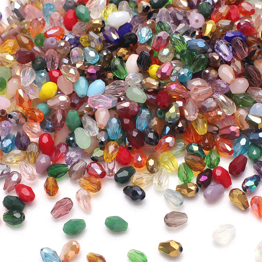 100Pcs/Lot 4x6mm AB Mixed Color Tear Drop Faceted Crystal Glass Beads