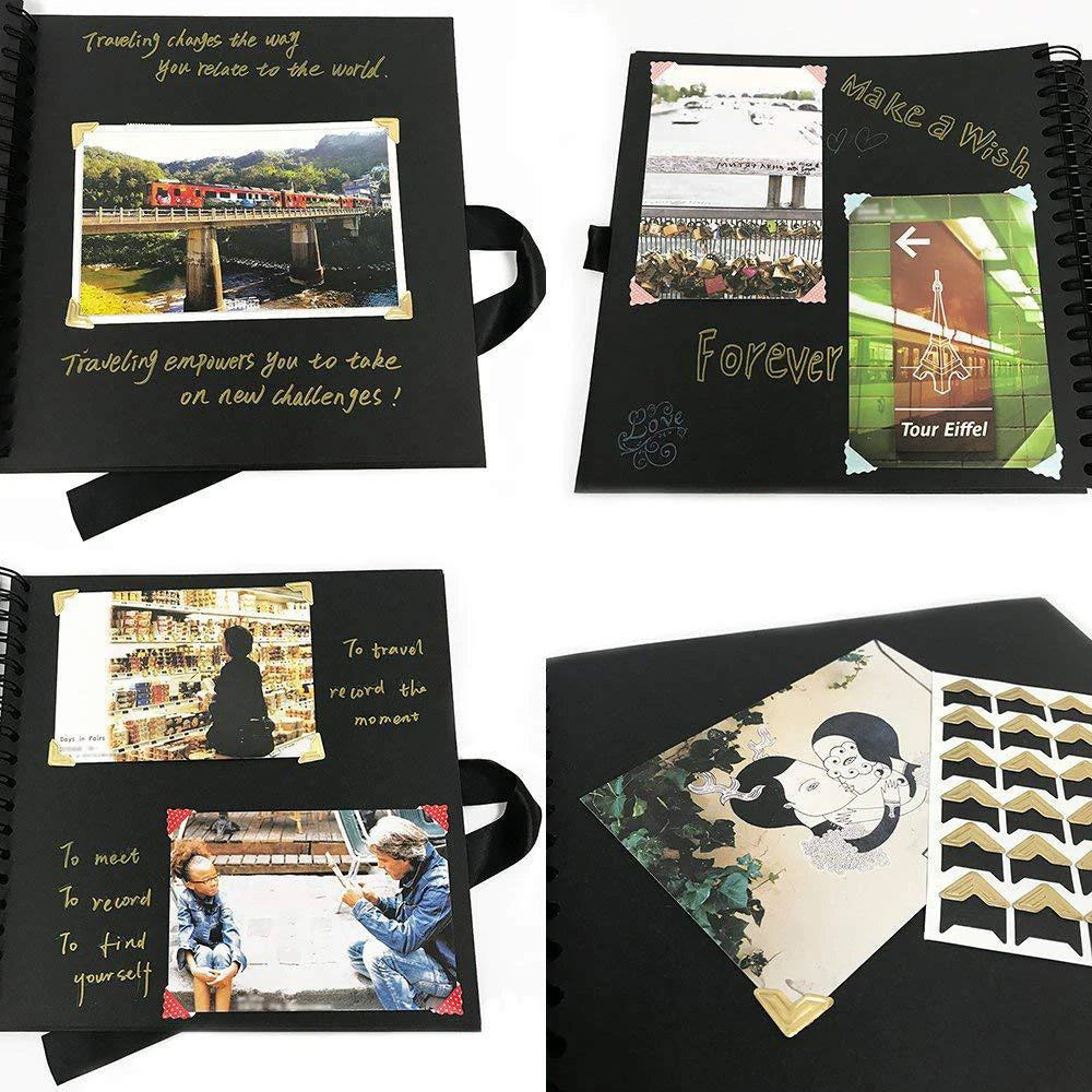 ZK20 80 Black Pages Memory Books DIY Craft Photo Albums Scrapbook