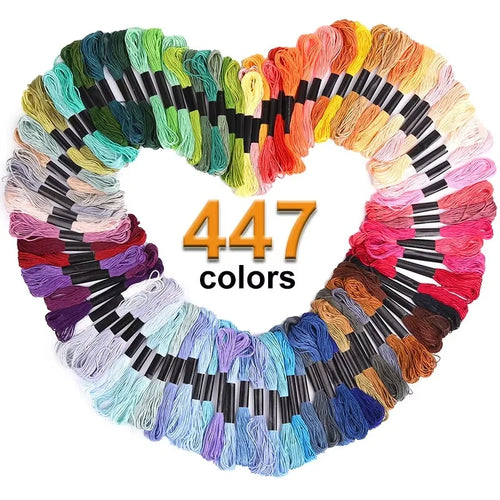 KRABALL 100/200/447pcs Mix Colors Embroidery Thread Cotton Sewing