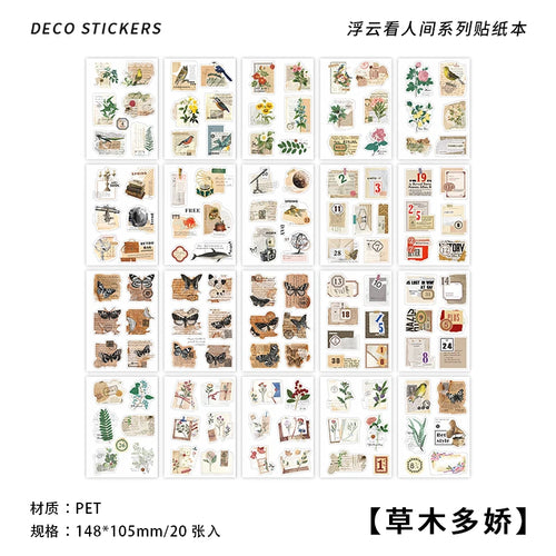JIANQI 20 pcs PET Die cut Stickers book Plant Flower Label Decorative