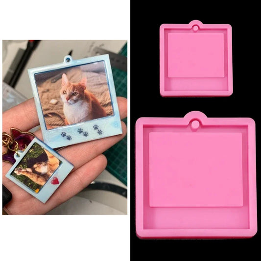 Photo Frame Epoxy Resin Keychain Mold Cat Dog Tag Pendant Silicone