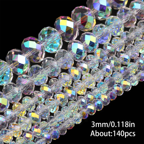 Austrian Crystal White AB Glass Beads 3/4/6/8Mm Transparent With Hole