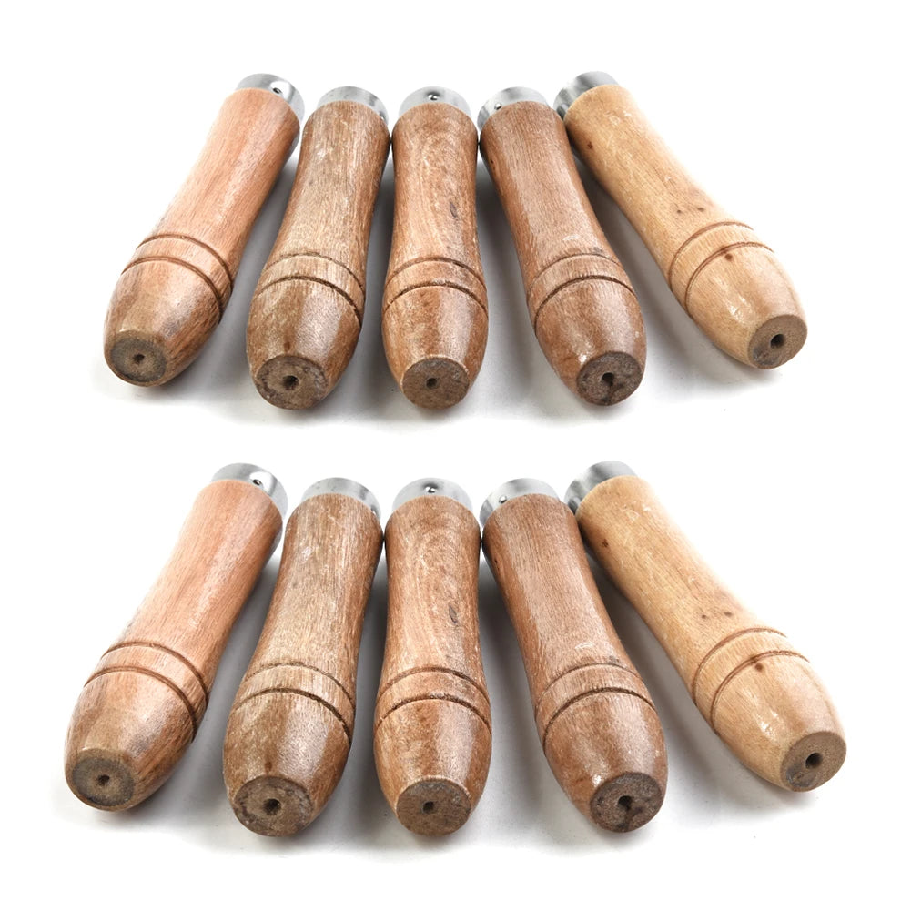 10pc Wooden File Handle Replacement Strong Metal Collar For File Craft