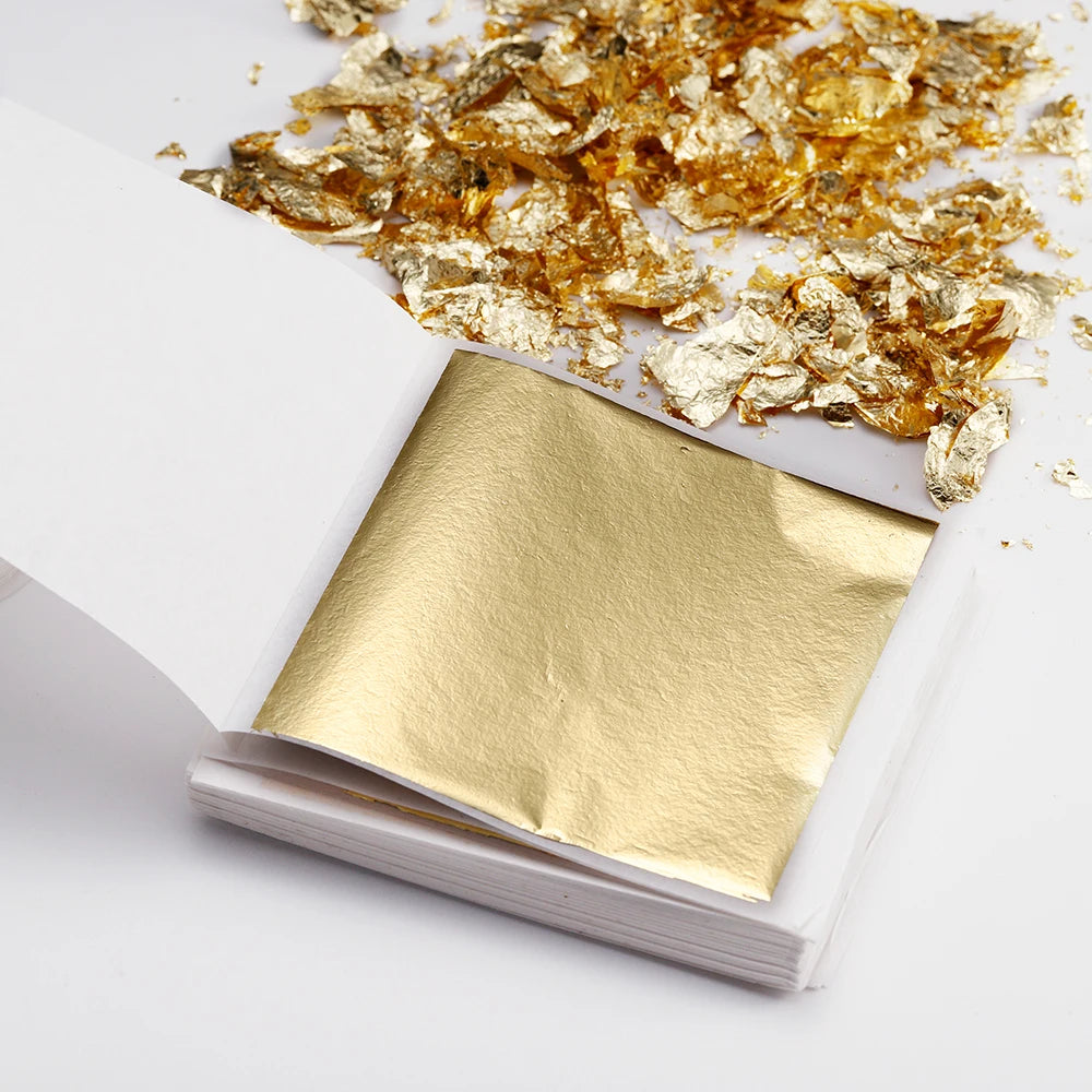 100-200sheets Imitation Gold Foil Paper Leaf Gilding DIY Epoxy Resin