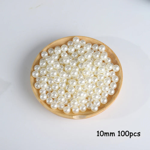 3-20mm 10-1000pcs straight hole ABS imitation pearl beige white