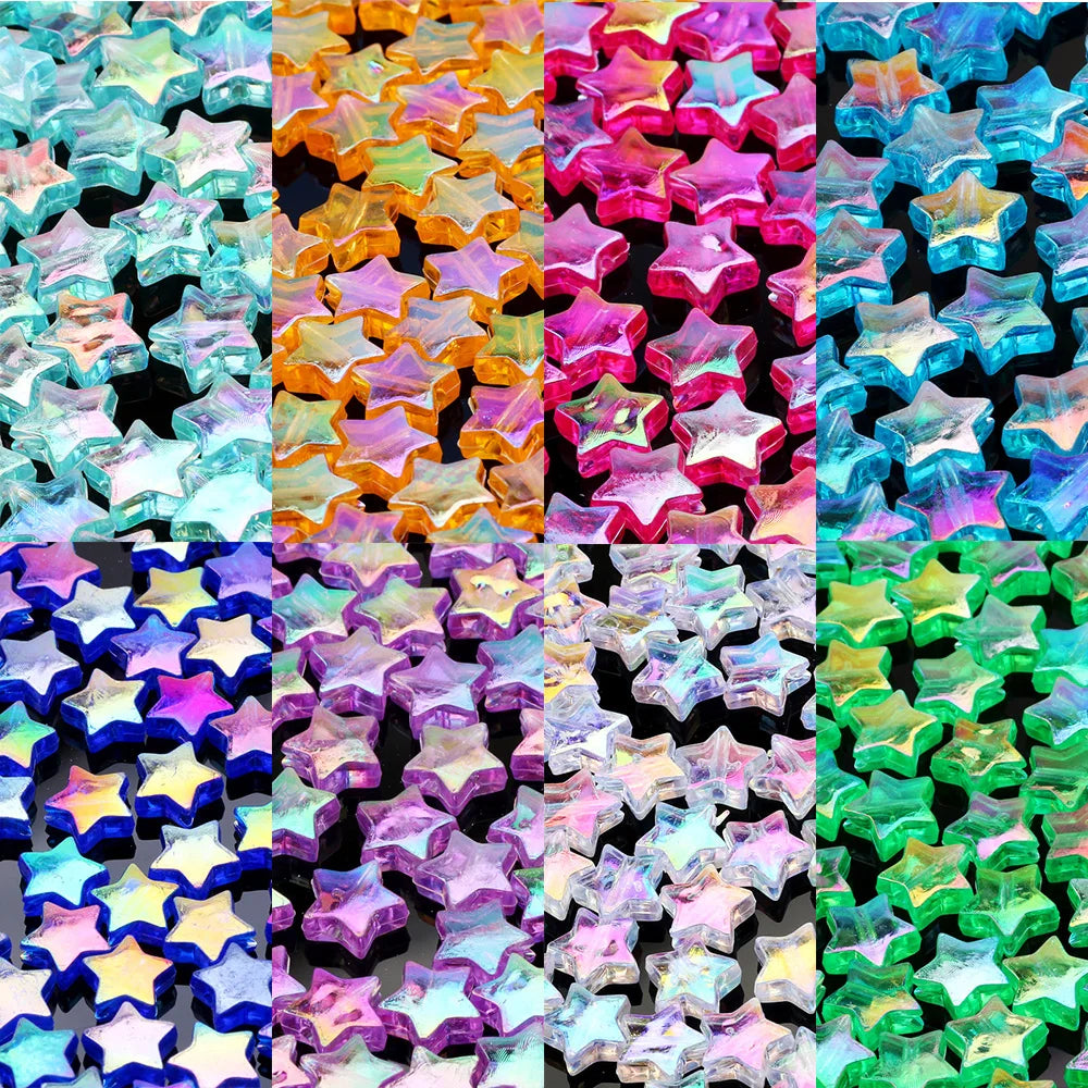 50pcs Transparent AB Color Five-pointed Star Acrylic Beads Loose