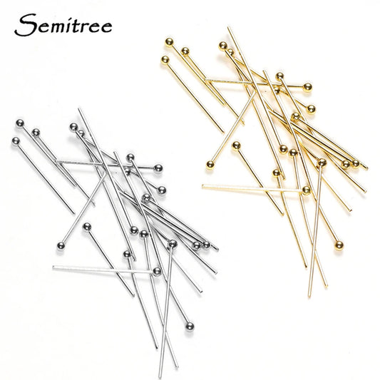 50Pcs 0.6mm Stainless Steel Water Gold Plated Head Pins DIY Earrings