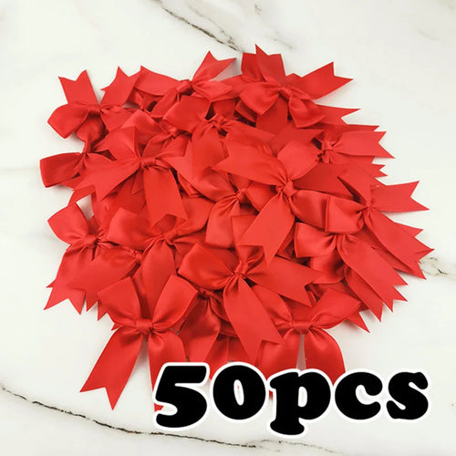 (50pcs) 1 inch fresh pink ribbon bows Polyester Satin Bow Flower DIY