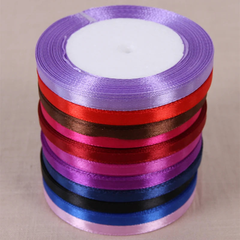 25yards/roll 6mm Satin Ribbon DIY Handmade Crafts Fabric Christmas
