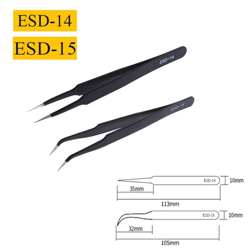 2/6pcs Precision Tweezers Set ESD Anti-Static Stainless Steel Tweezers