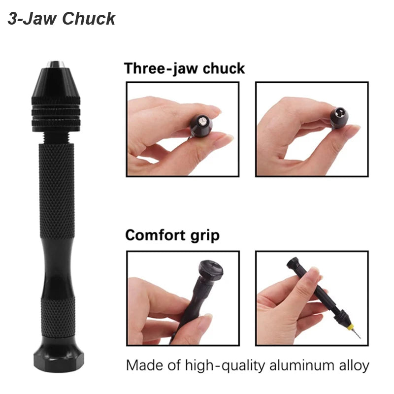 Micro Mini Pin Vise Hand Drill Twist Bit PCB Set Rotary Tool For DIY