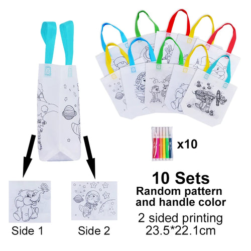 DIY Graffiti Bags with Coloring Marker Painting Non-Woven Gift Bags