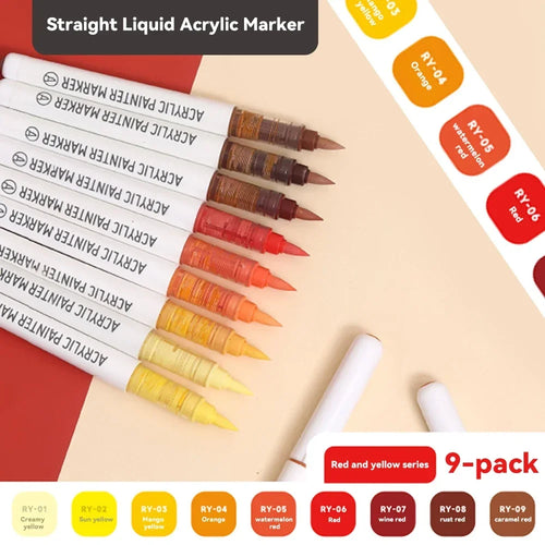 9pcs/Box Mix Color Acrylic Markers Set Art Rock Painting Pens Kids
