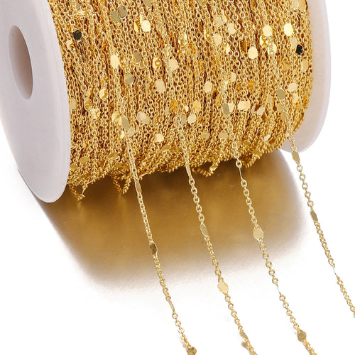 No Fade 2Meters Sequins Chain Necklace Gold Silver Chain Metal Copper
