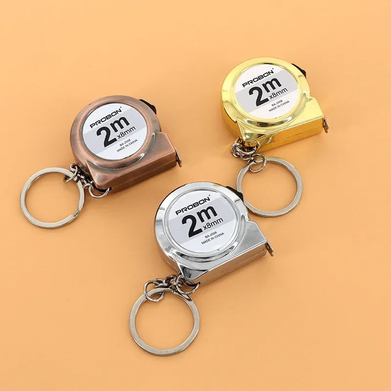 Portable Mini Tape Measure Retractable 2m Mild Steel Keychain Design