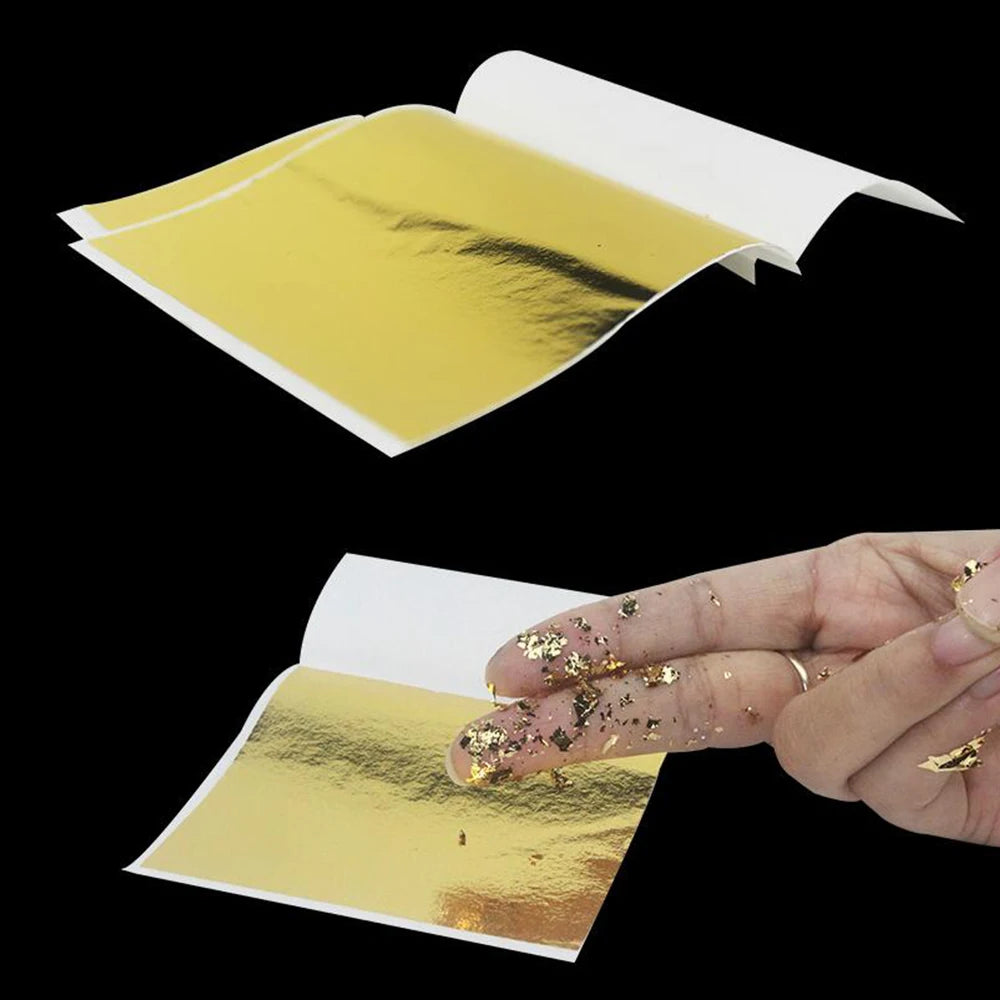 100-200sheets Imitation Gold Foil Paper Leaf Gilding DIY Epoxy Resin