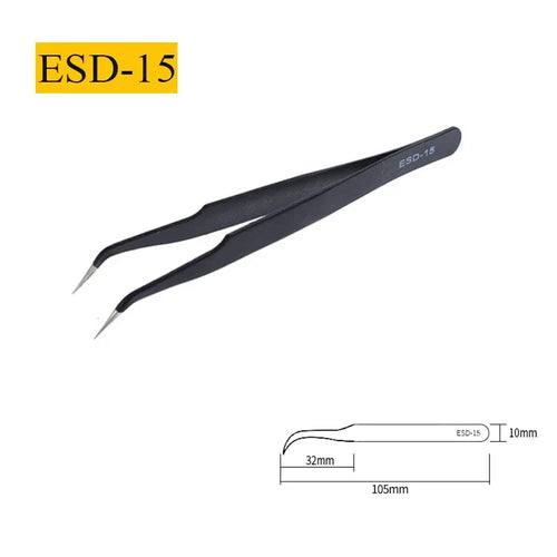 2/6pcs Precision Tweezers Set ESD Anti-Static Stainless Steel Tweezers